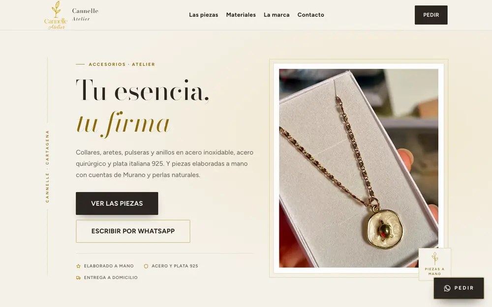 Página de Cannelle, accesorios