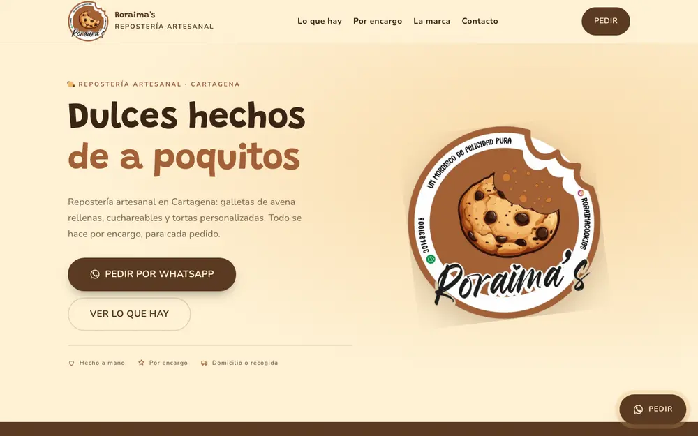 Página de Roraima's, repostería