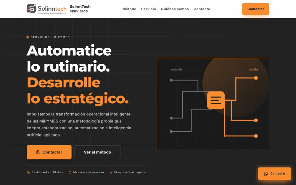 Página de SolinnTech, servicios para empresas